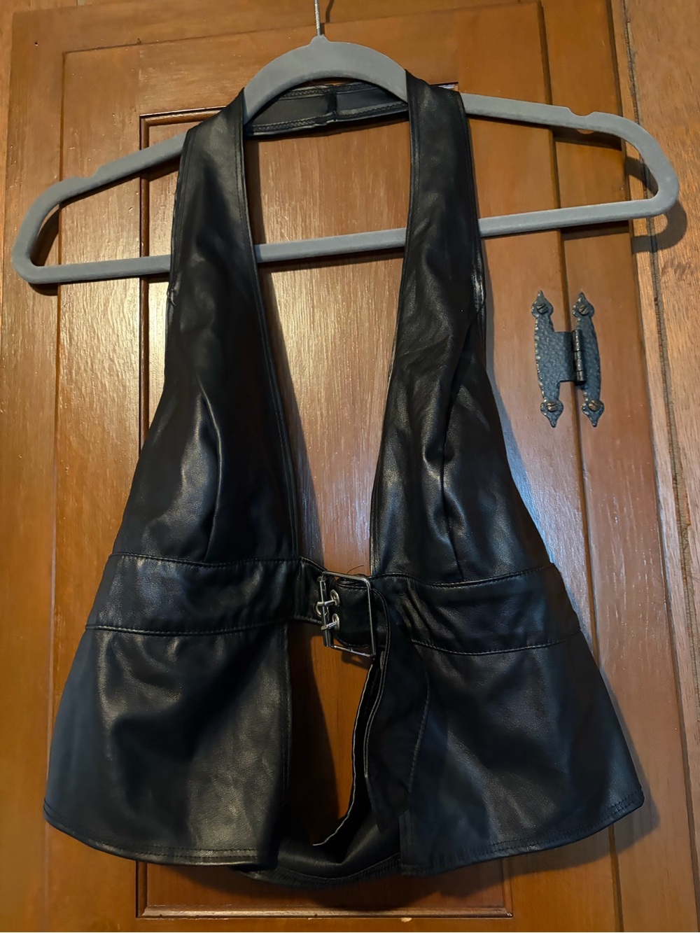 Black Faux Leather Halter Crop top
